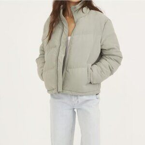 UO Native Youth Cropped Puffer Jacket Mint Green